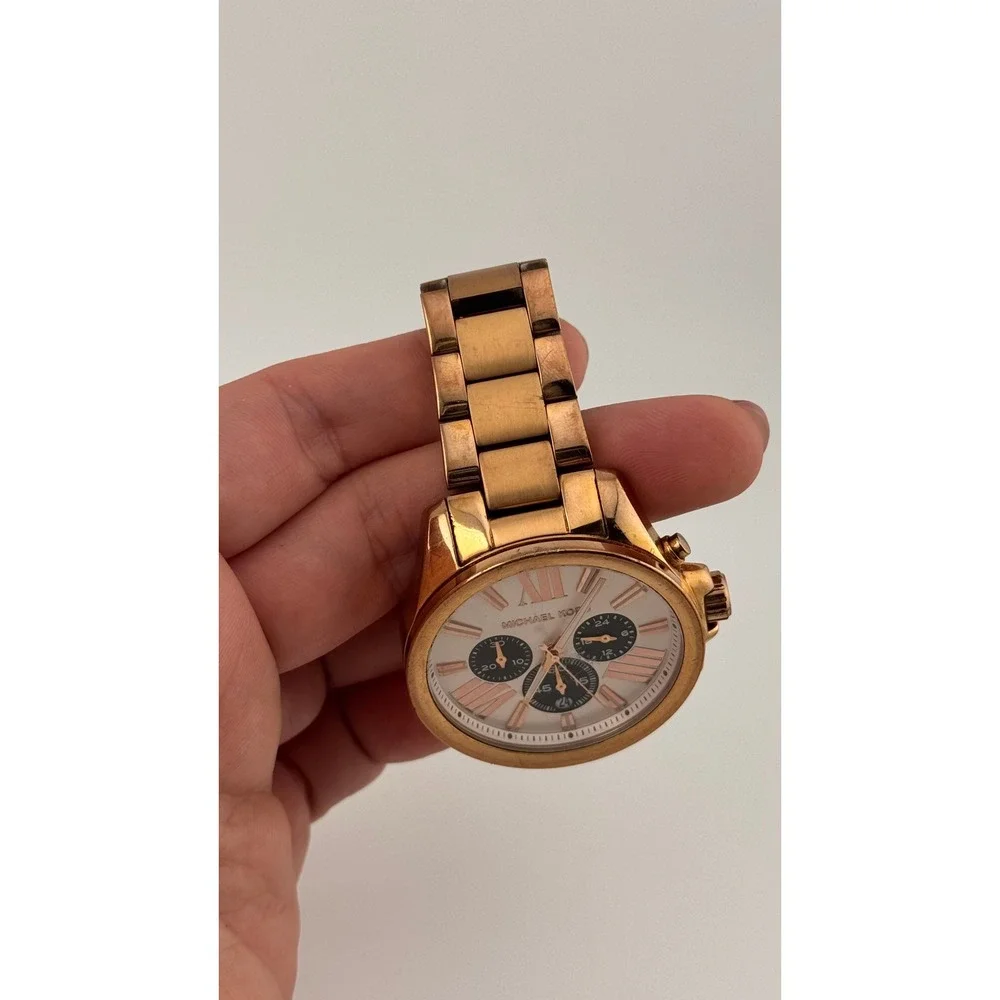 Rose Gold Michael Kors Chronograph Watch‎ MK5712 Roman Numeral Dial Womens